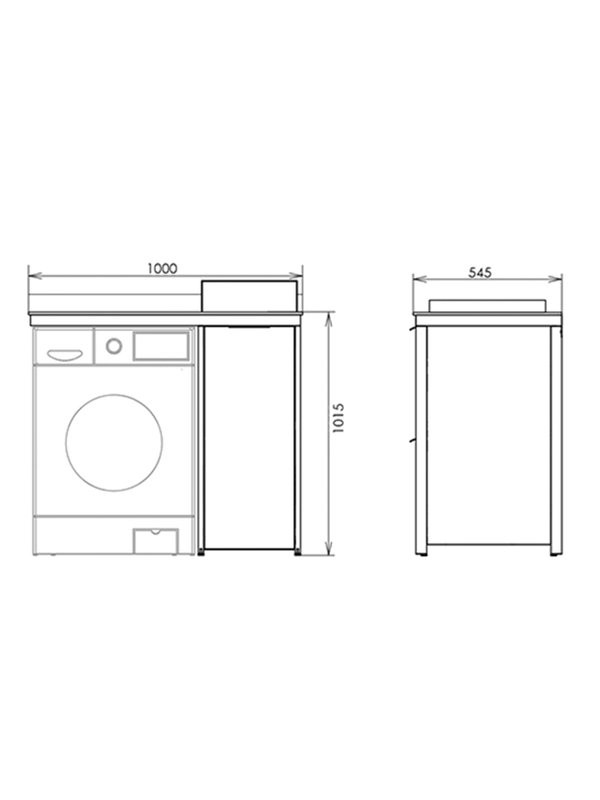 Тумба с раковиной Comforty Лозанна 100 напольная, под стиральную машину, белый глянец