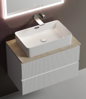 Тумба с раковиной Sancos Snob T 80 см, bianco, столешница бежевая, раковина CN5025