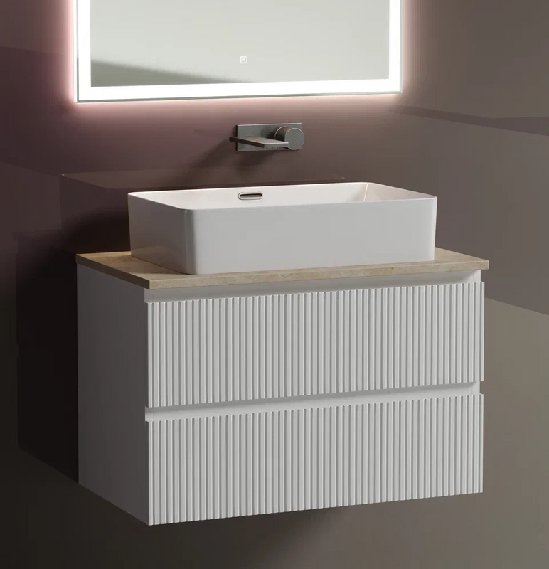 Тумба с раковиной Sancos Snob T 80 см, bianco, столешница бежевая, раковина CN5025