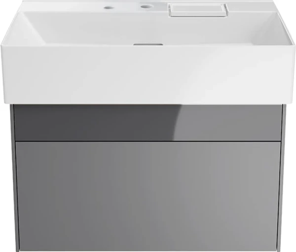 Тумба с раковиной KERAMA MARAZZI Logica 70 подвесная, стальная серая, с отверстием под дозатор