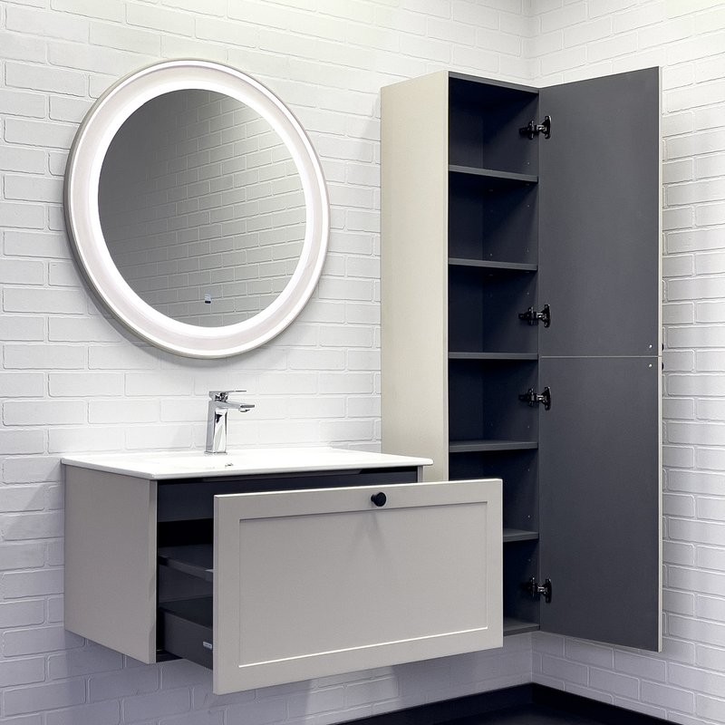 Тумба с раковиной Comforty Ереван 80 подвесная, серый шёлк