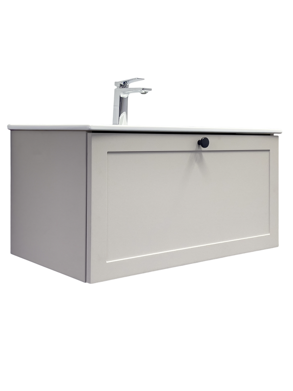 Тумба с раковиной Comforty Ереван 80 подвесная, серый шёлк