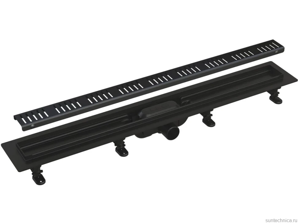 Душевой трап (лоток) AlcaPlast APZ10Black APZ10BLACK 550 с решеткой и опорами
