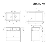 Мойка кухонная Ulgran U-708 342 графит + дозатор U-02 графит Мойка кухонная Ulgran U-708 342 графит + дозатор U-02 графит