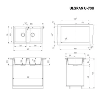 Мойка кухонная Ulgran U-708 342 графит + дозатор U-02 графит