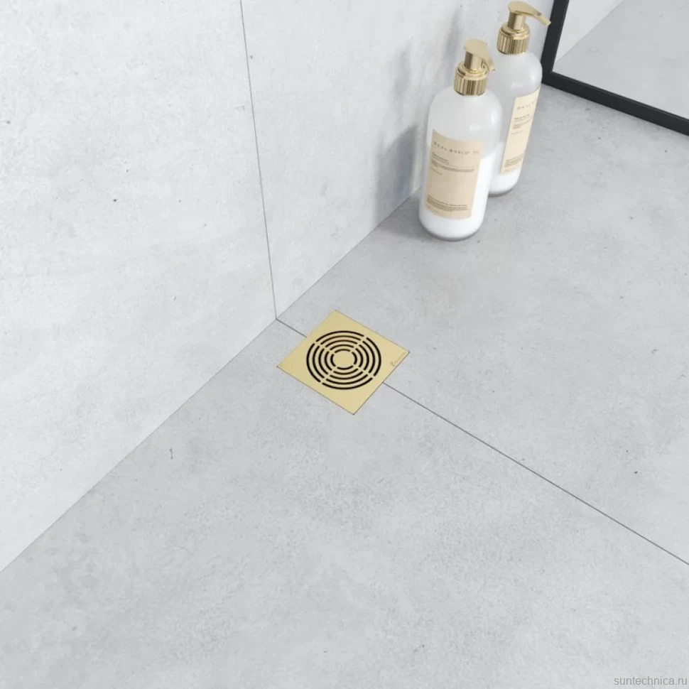 Душевой трап Boheme Smart Design 10x10 см, золото