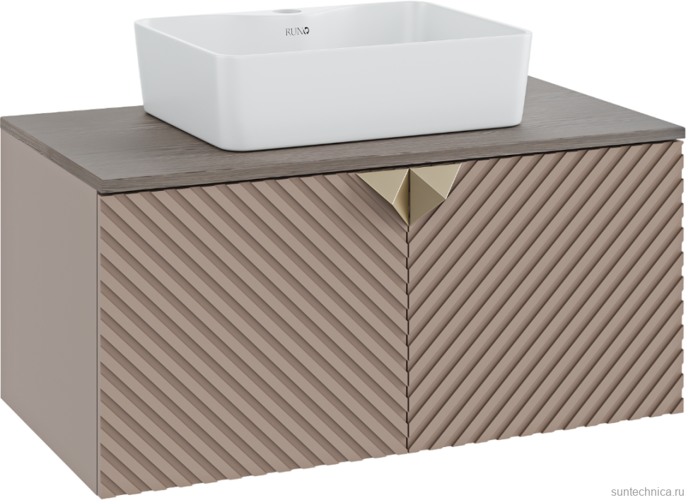 Мебель для ванной комнаты Runo Андорра 85 кашемир серый, дуб какао, раковина Lavello 50