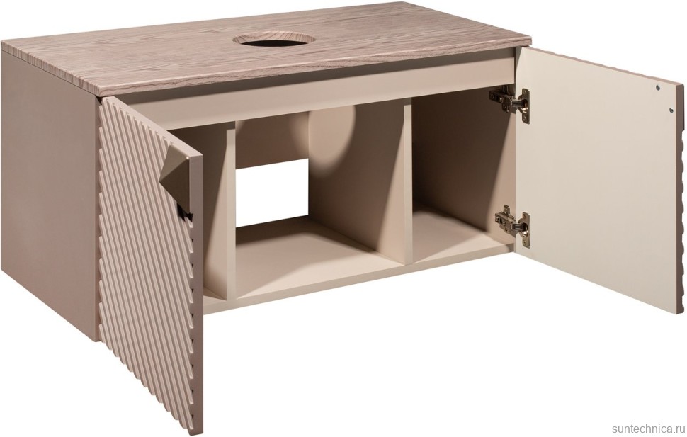 Мебель для ванной комнаты Runo Андорра 85 кашемир серый, дуб какао, раковина Lavello 50