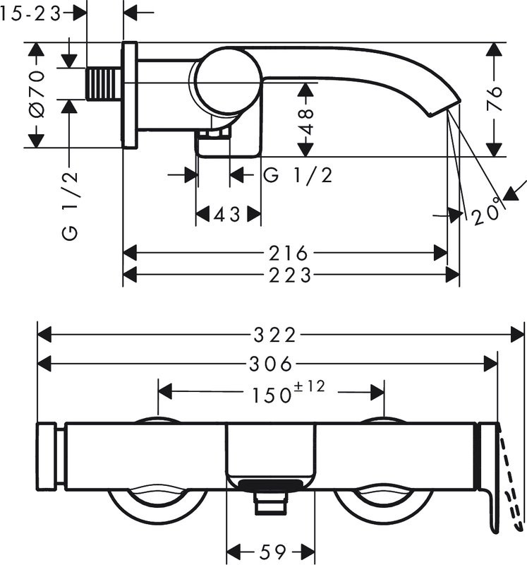 Смеситель для ванны с душем Hansgrohe Vivenis 75420000 + Душевой гарнитур 24170000 + аксессуары для ванной