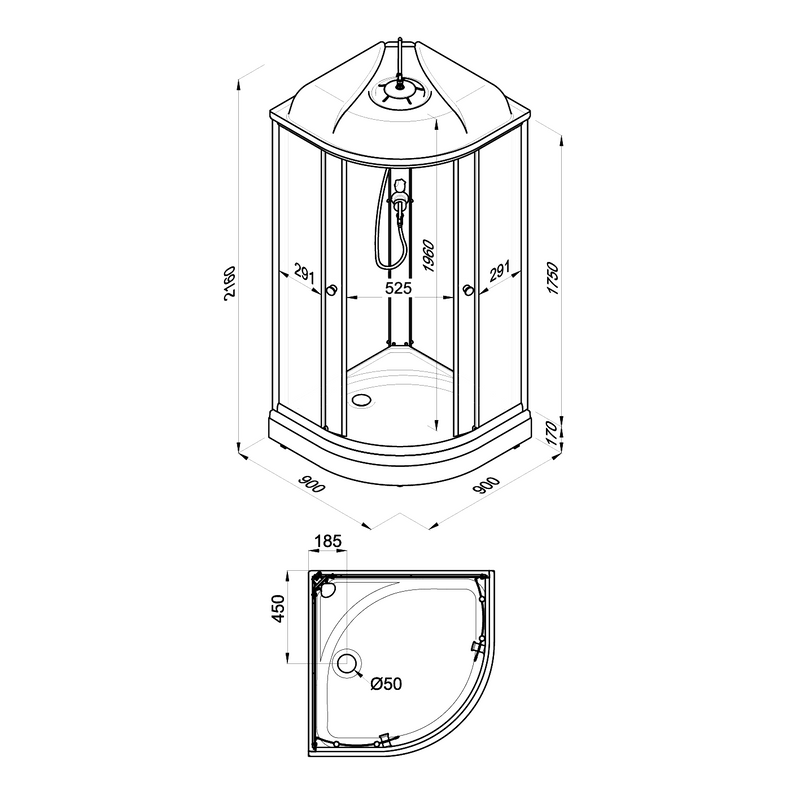Душевая кабина Niagara Light L90/17 90х90 см, хром матовый