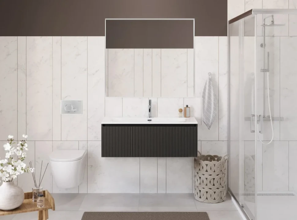 Тумба под раковину без столешницы BelBagno Uno 100 подвесная, 1 ящик, матовая темно-серая