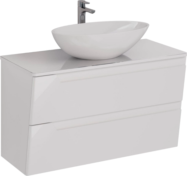 Тумба с раковиной Lemark Miano 100 белая глянцевая, раковина Триумф