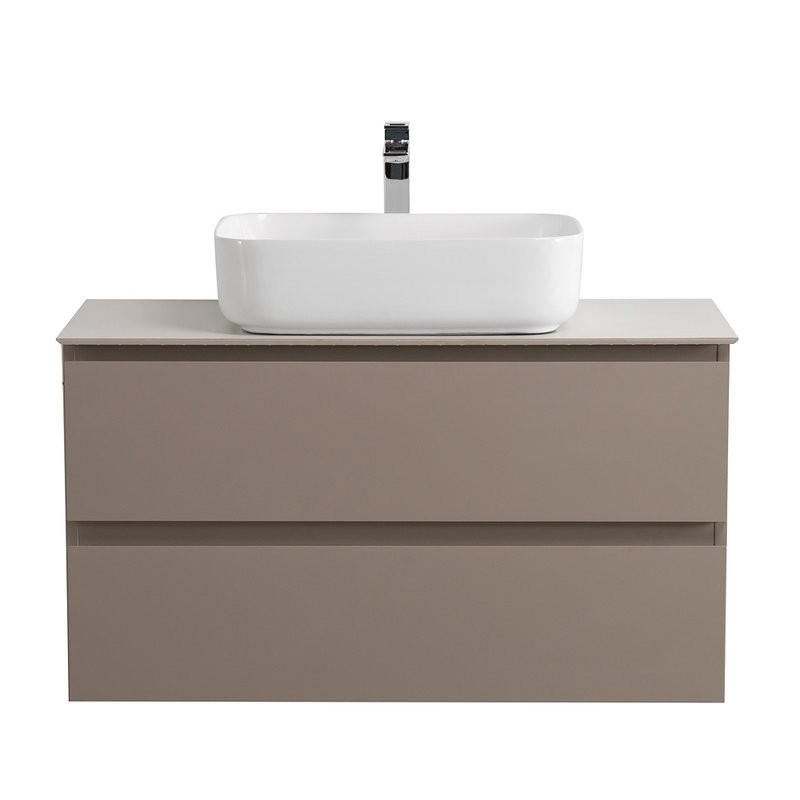 Тумба под раковину со столешницей BelBagno Kraft 100 подвесная, матовая бежевая, столешница kep-100-bo