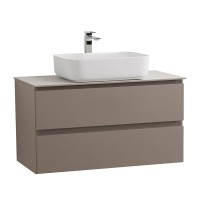 Тумба под раковину со столешницей BelBagno Kraft 100 подвесная, матовая бежевая, столешница kep-100-bo