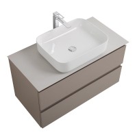 Тумба под раковину со столешницей BelBagno Kraft 100 подвесная, матовая бежевая, столешница kep-100-bo