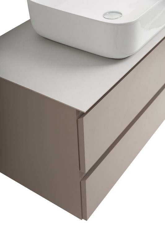 Тумба под раковину со столешницей BelBagno Kraft 100 подвесная, матовая бежевая, столешница kep-100-bo