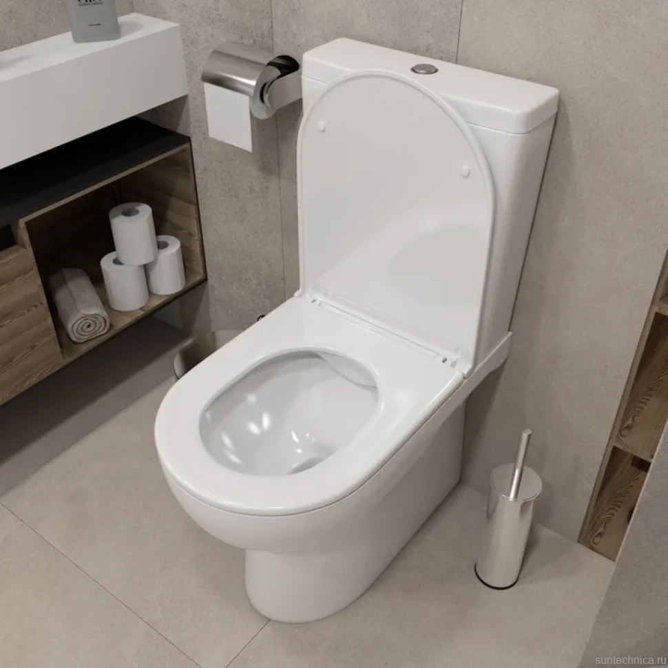 Унитаз-компакт напольный Teymi Aina T40205 с микрофлитом, безободковый, белый