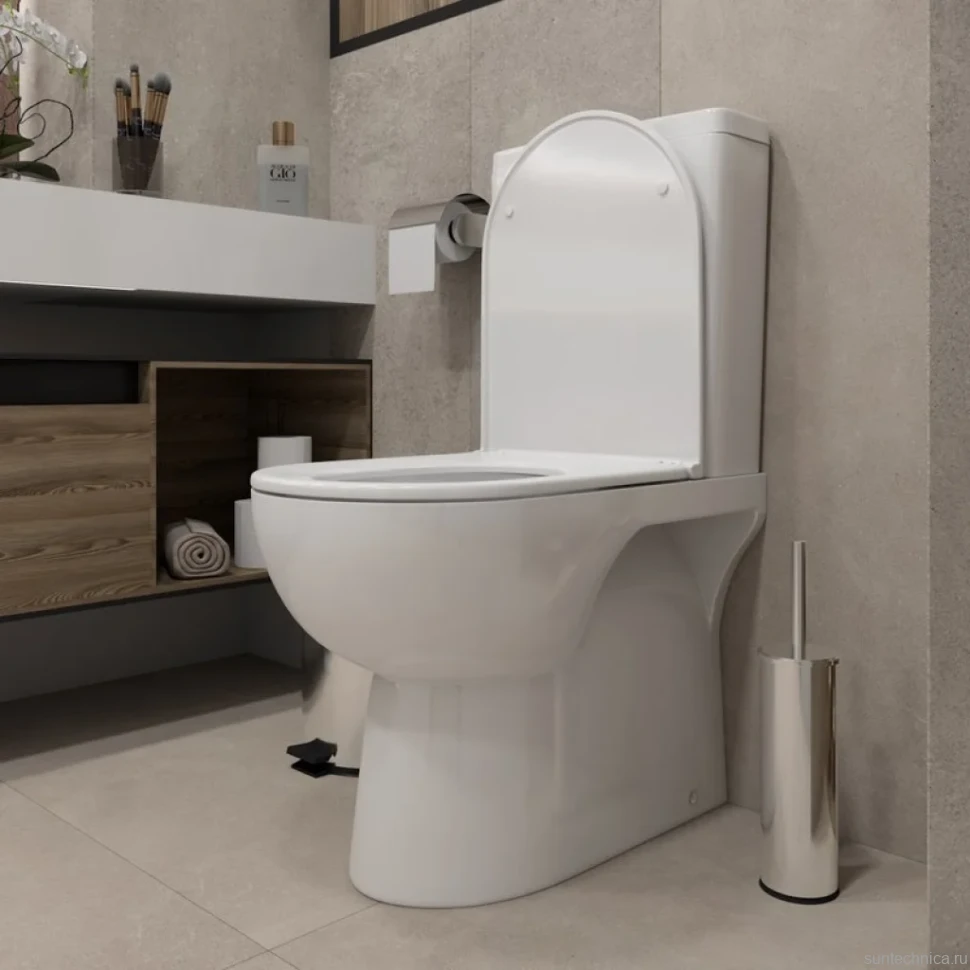 Унитаз-компакт напольный Teymi Aina T40205 с микрофлитом, безободковый, белый