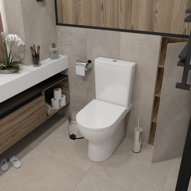 Унитаз-компакт напольный Teymi Aina T40205 с микрофлитом, безободковый, белый