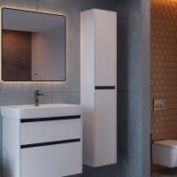 Шкаф пенал для ванной Lemark Combi черный, белый глянцевый