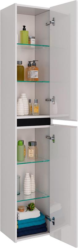 Шкаф пенал для ванной Lemark Combi черный, белый глянцевый