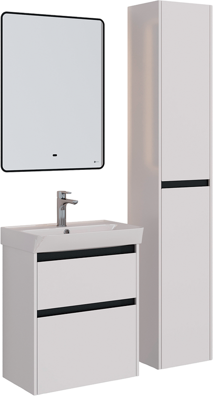 Шкаф пенал для ванной Lemark Combi черный, белый глянцевый