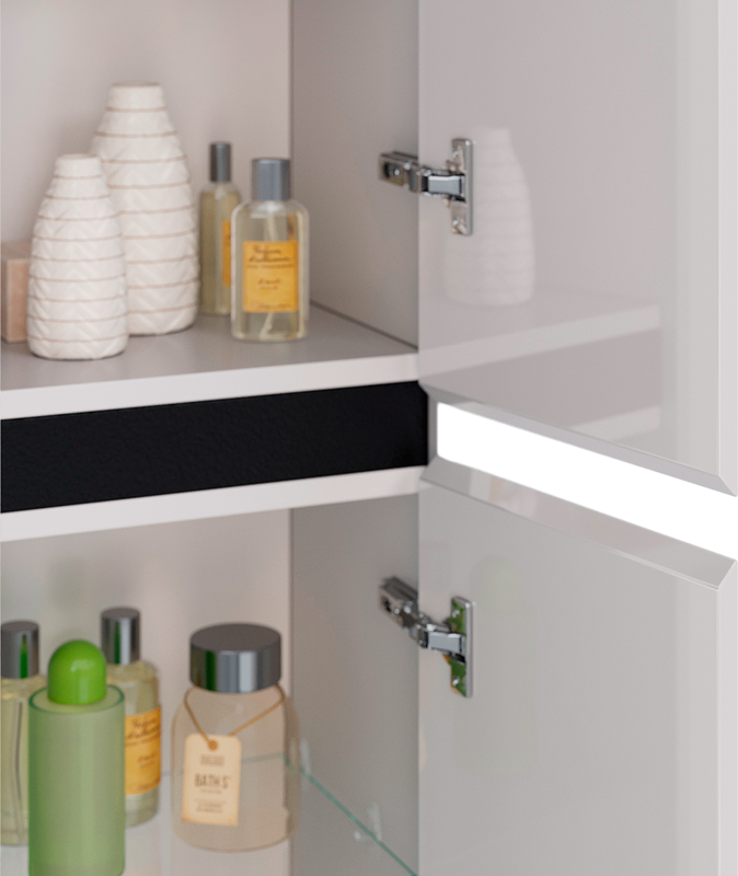 Шкаф пенал для ванной Lemark Combi черный, белый глянцевый