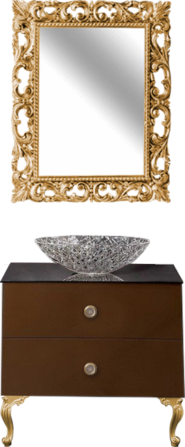 Мебель для ванной комнаты Armadi Art NeoArt 80 шоколад с ручками Satine золото, с ножками