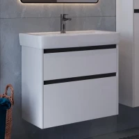 Тумба под раковину Lemark Combi 80 черная, белая глянцевая