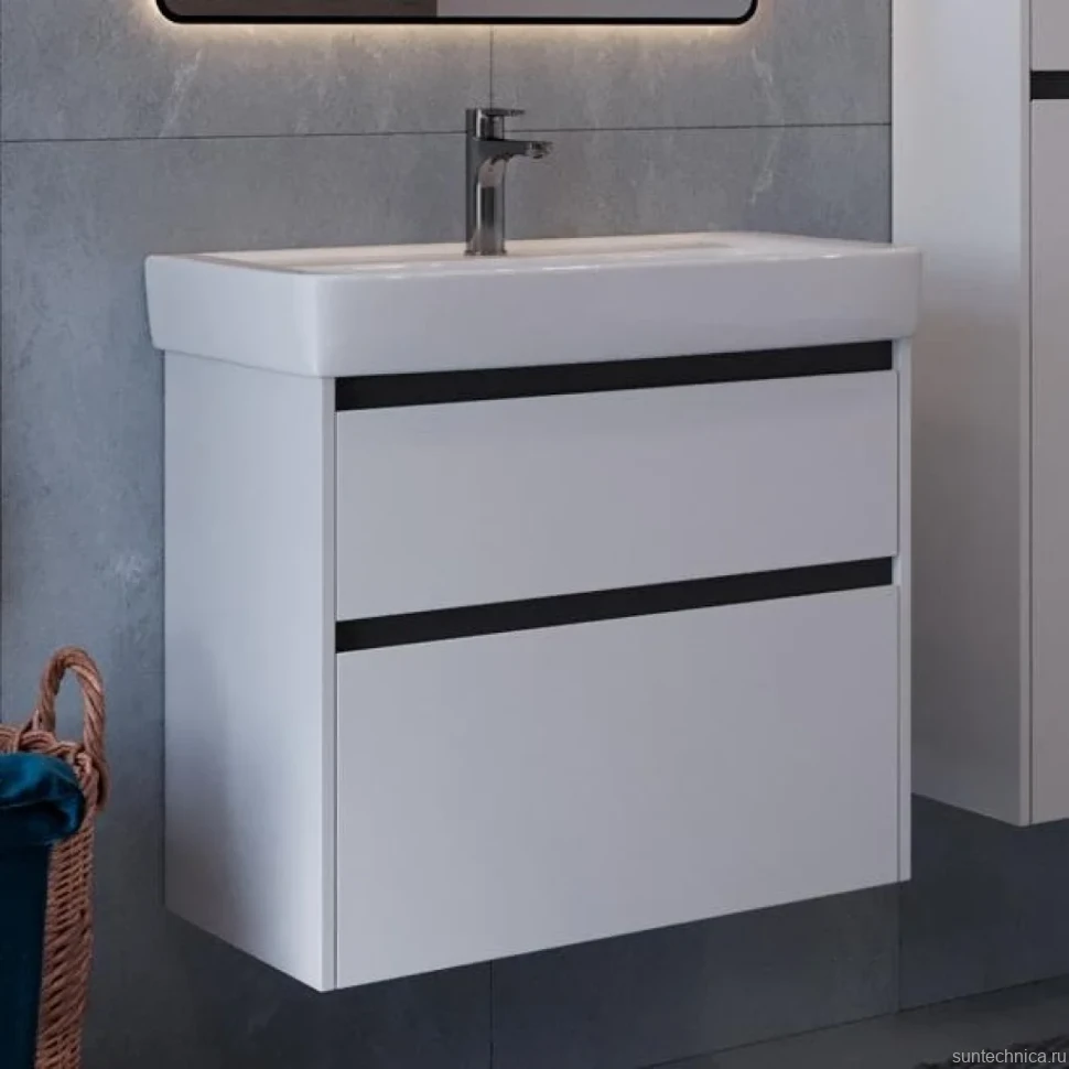 Тумба под раковину Lemark Combi 80 черная, белая глянцевая