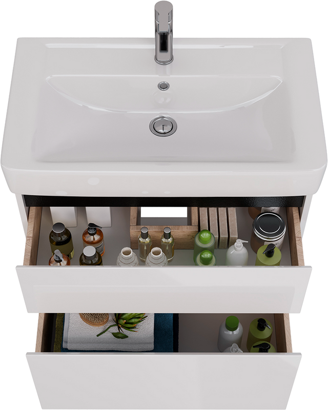 Тумба под раковину Lemark Combi 80 черная, белая глянцевая