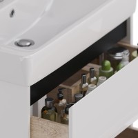 Тумба под раковину Lemark Combi 80 черная, белая глянцевая