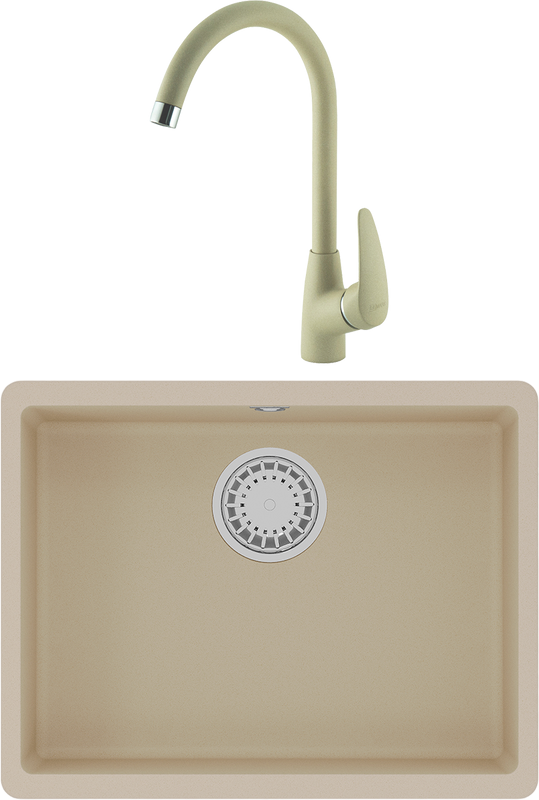 Комплект Мойка Lemark Sinara 540-U 9910074 бежевая + Смеситель Linara LM0405PBG бежевый