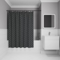 Штора для ванной IDDIS Base BB02P18i11 180х200, черно-белая