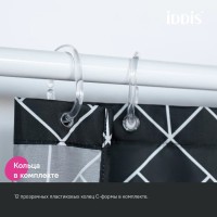 Штора для ванной IDDIS Base BB02P18i11 180х200, черно-белая