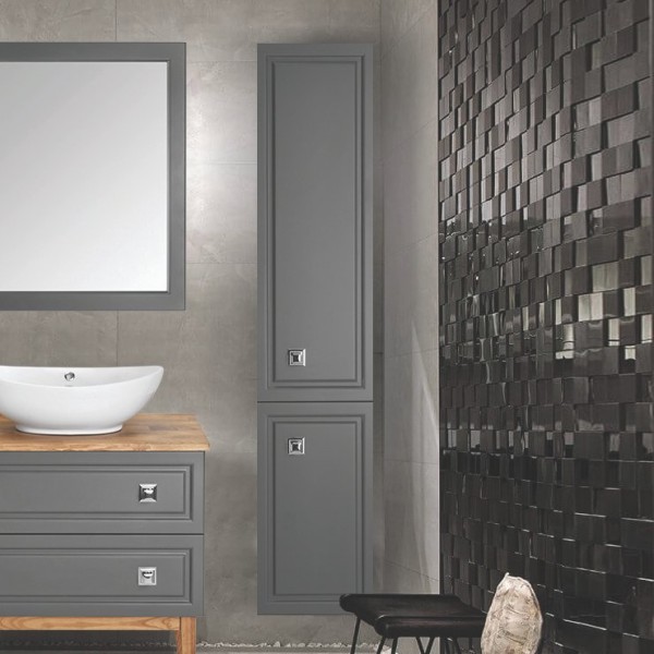 Шкаф пенал для ванной ASB-Woodline Каталина 35 серый