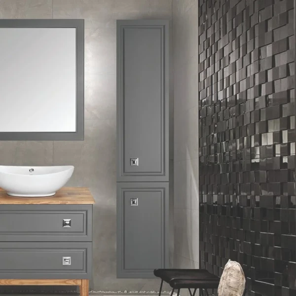 Шкаф пенал для ванной ASB-Woodline Каталина 35 серый