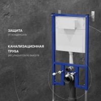 Комплект Унитаз подвесной DIWO Коломна 0700 с микролифтом + Инсталляция + Кнопка 7315 золотая