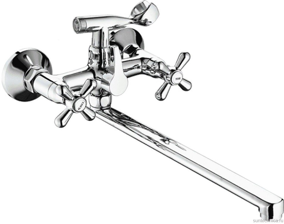 Смеситель с длинным изливом для ванны Fashun A2225 хром