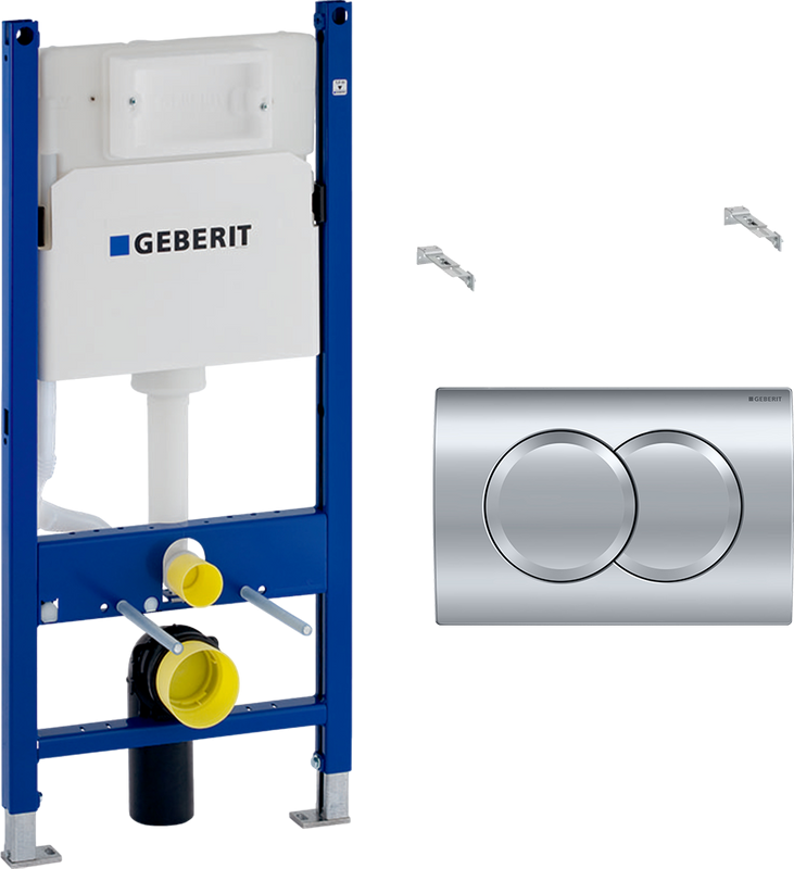 Комплект Унитаз подвесной Wanfald Lauta 47302100005 белый + Инсталляция Geberit Duofix Delta 458.149.21.1 с кнопкой смыва, хром