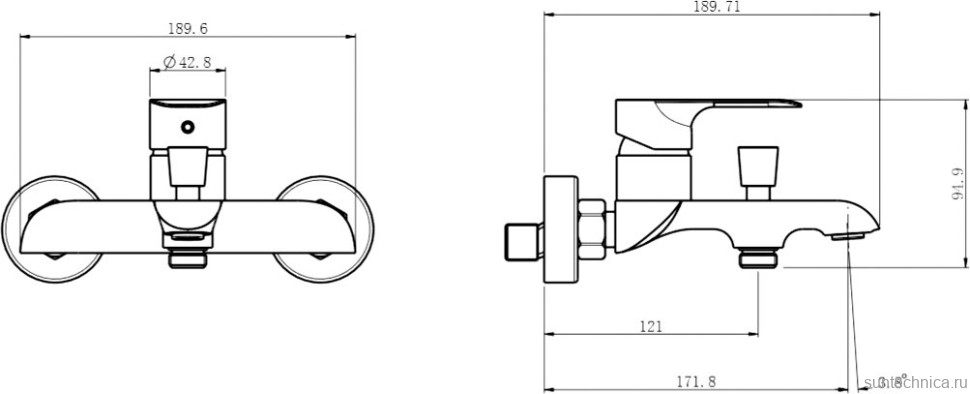 Смеситель для ванны с душем STWORKI Копенгаген S42100BK матовый черный