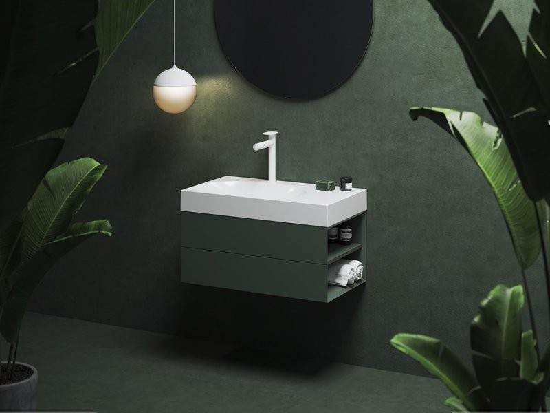 Тумба с раковиной Ravak Lite SD 80 R серо-зеленая