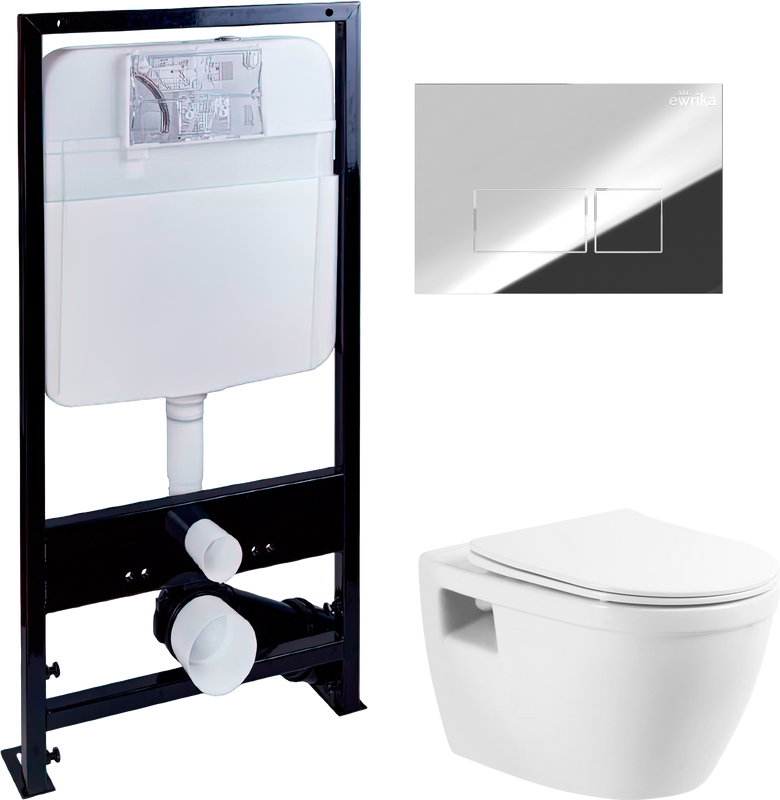 Комплект Унитаз подвесной BelBagno Loto BB070CHR/SC безободковый + Инсталляция EWRIKA ProLT 0026-2020 + Кнопка 0041 хром
