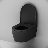 Комплект Унитаз подвесной AM.PM Func C8F1700MBSC безободковый, с микролифтом, матовый черный + Инсталляция TECE Now 9400414 4 в 1 с кнопкой смыва