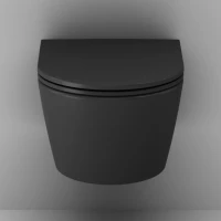 Комплект Унитаз подвесной AM.PM Func C8F1700MBSC безободковый, с микролифтом, матовый черный + Инсталляция TECE Now 9400414 4 в 1 с кнопкой смыва