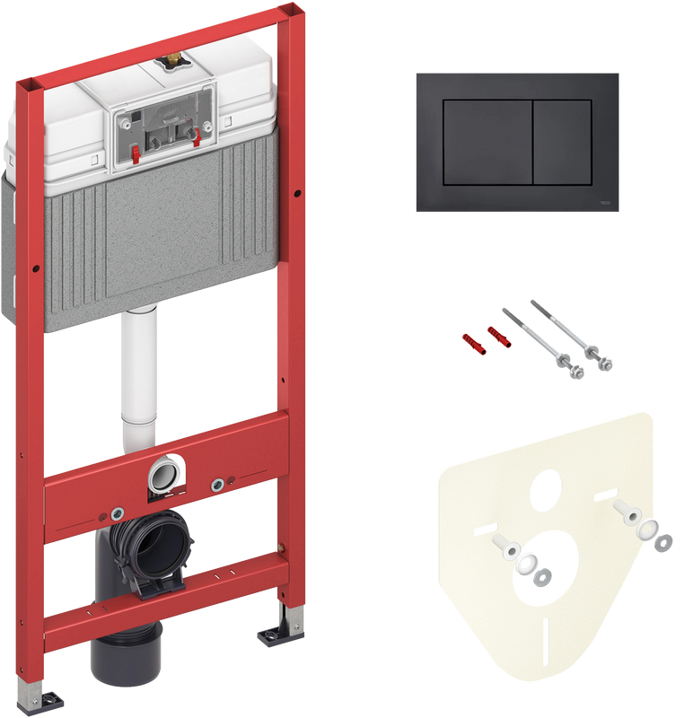 Комплект Унитаз подвесной AM.PM Func C8F1700MBSC безободковый, с микролифтом, матовый черный + Инсталляция TECE Now 9400414 4 в 1 с кнопкой смыва