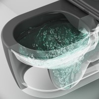 Комплект Унитаз подвесной AM.PM Func C8F1700MBSC безободковый, с микролифтом, матовый черный + Инсталляция TECE Now 9400414 4 в 1 с кнопкой смыва