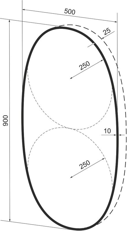 Зеркало Wellsee 7 Rays’ Spectrum 50х90 с подсветкой, черное матовое