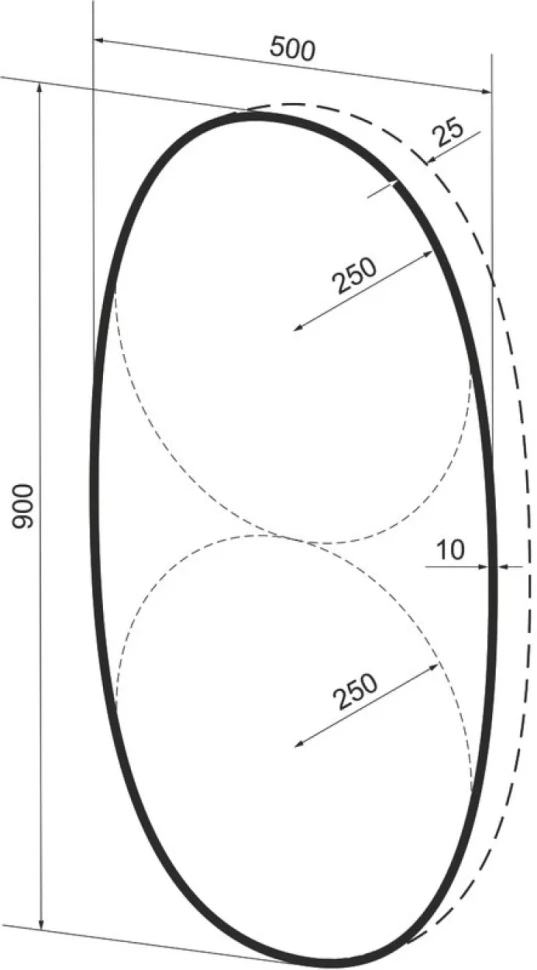 Зеркало Wellsee 7 Rays’ Spectrum 50х90 с подсветкой, черное матовое