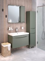 Шкаф пенал для ванной Runo Афина 35 R, цемент